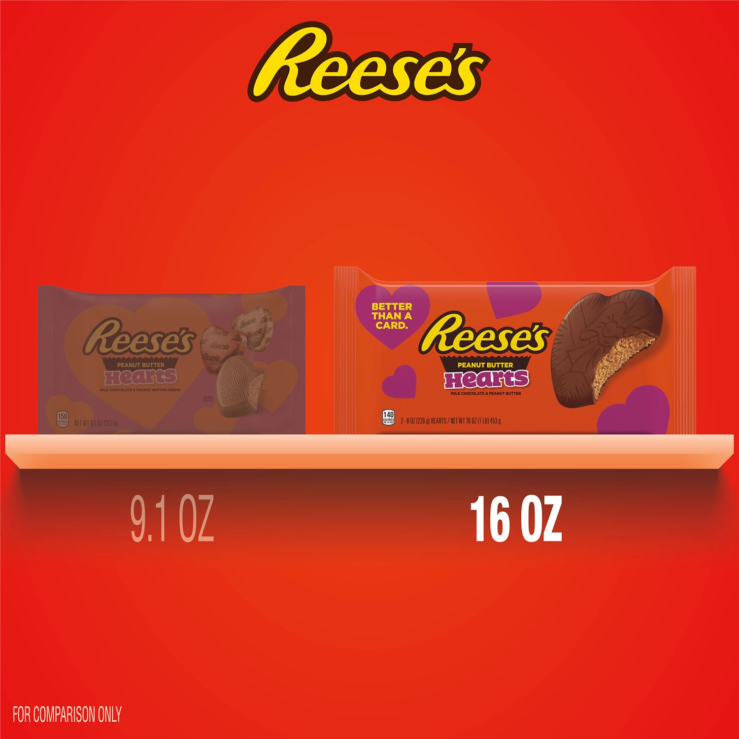 slide 4 of 8, REESE'S Milk Chocolate Peanut Butter Hearts Candy, Valentine's Day, 16 oz, Packs (6 Count), 8 oz
