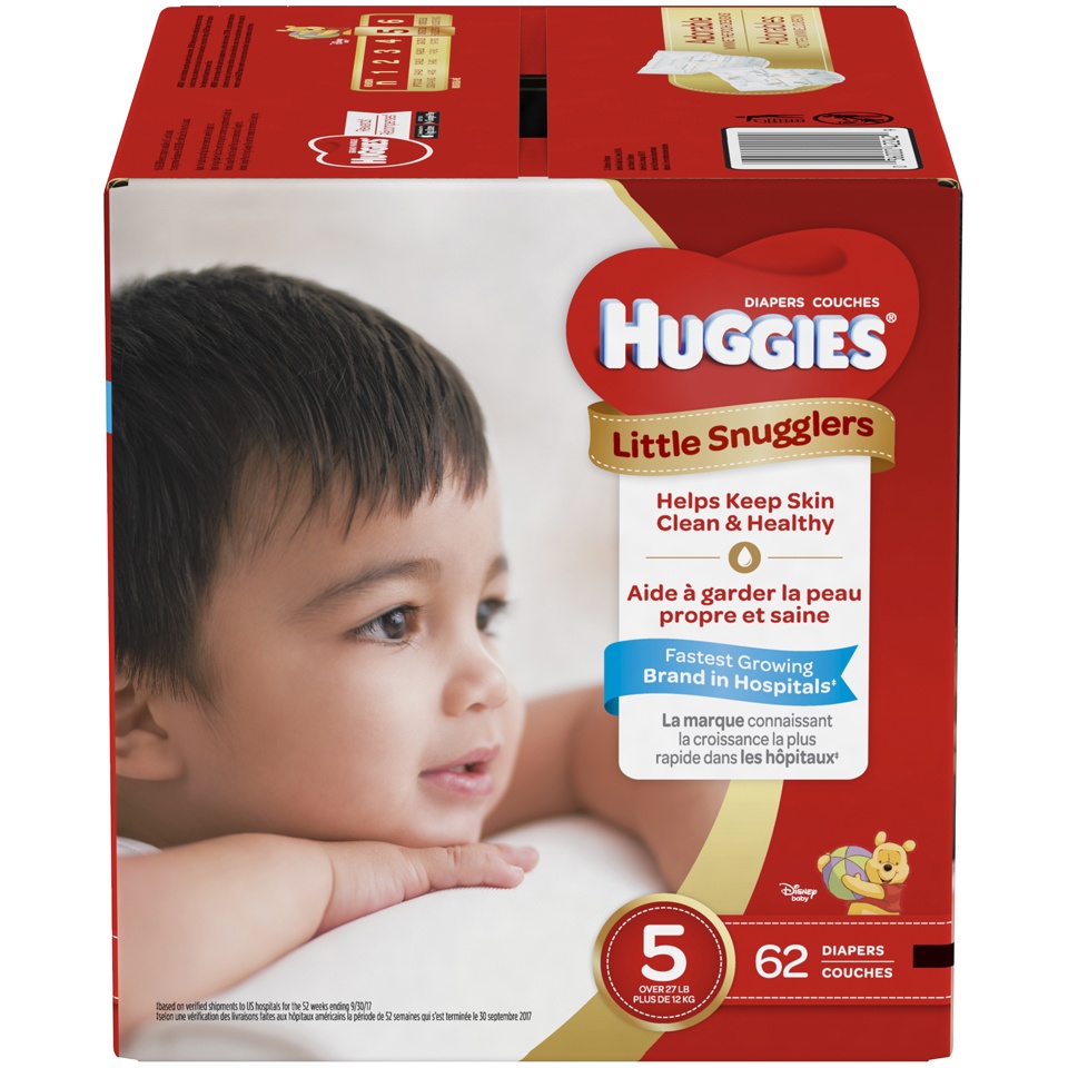 slide 1 of 1, Huggies Little Snugglers Baby Diapers Size 5, 62 ct