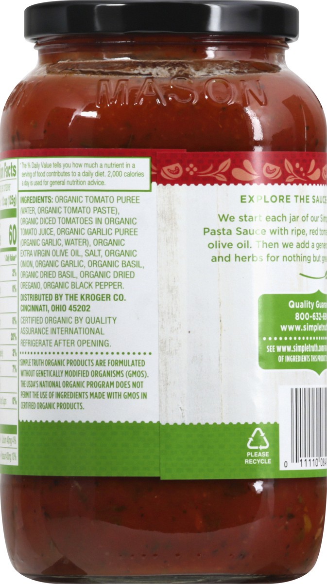 slide 5 of 9, Simple Truth Organic Marinara Pasta Sauce 25 oz, 25 oz