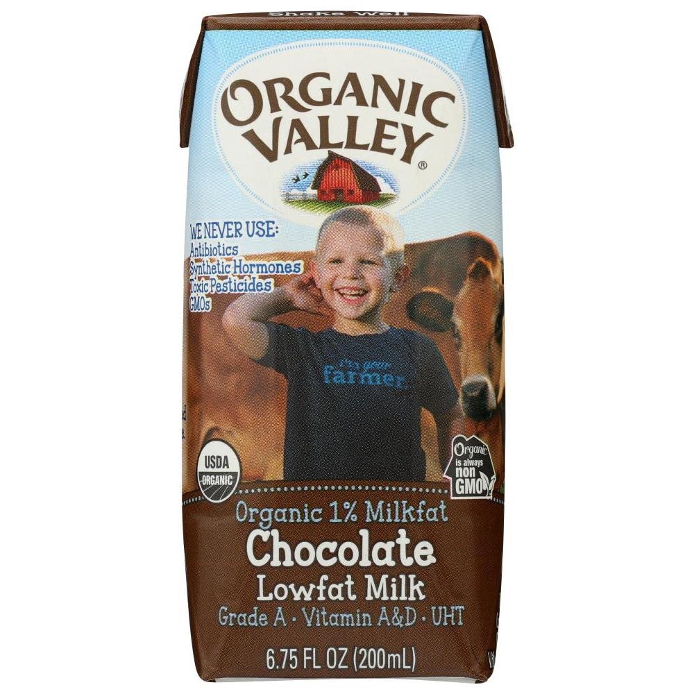 slide 1 of 6, Organic Valley 1% Lowfat Milk Chocolate, 6.75 fl oz