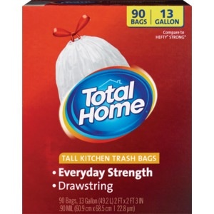 Total Home 13 Gallon Tall Kitchen Trash Bags - 90 ct | CVS