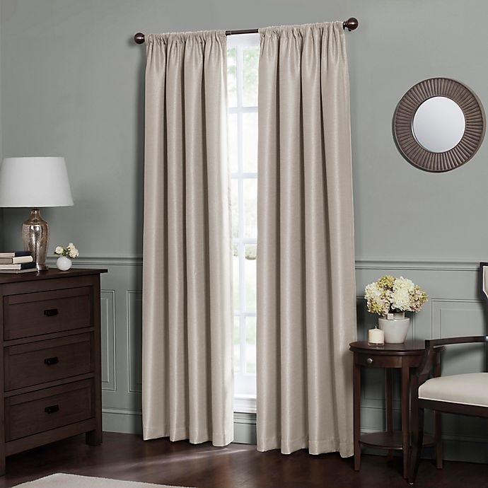 slide 1 of 4, Maytex Emery Rod Pocket Insulated 100% Blackout Window Curtain Panel - Oatmeal, 108 in