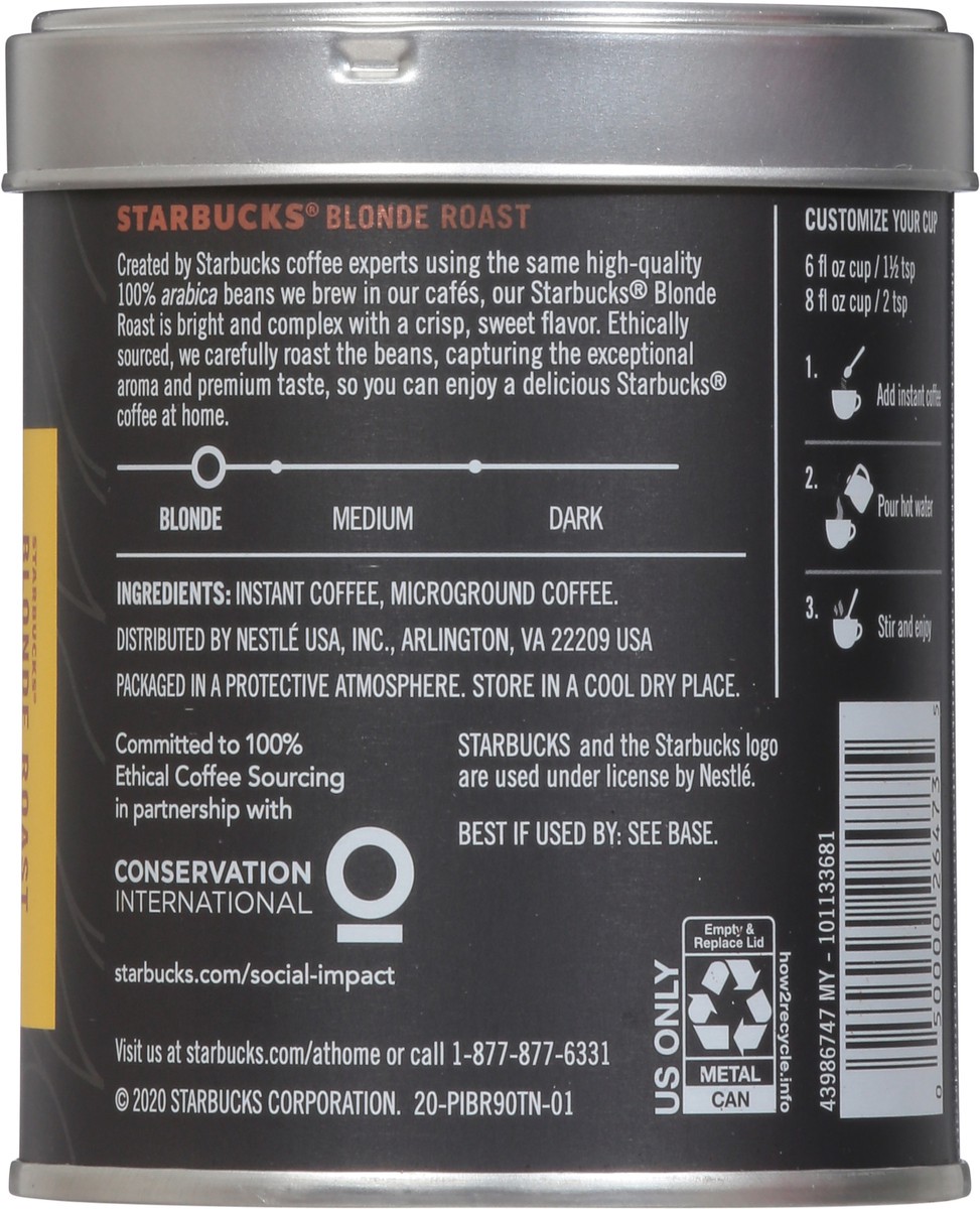 slide 7 of 10, Starbucks Blonde Roast Premium Instant & Microground Coffee 3.17 oz, 3.17 oz