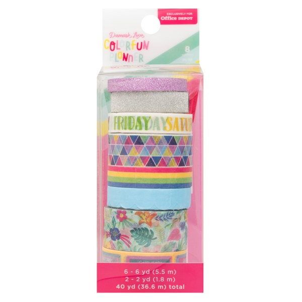 slide 1 of 1, American Crafts Damask Love Colorfun Planner Washi Tape, Assorted Colors, Pack Of 8 Rolls, 8 ct