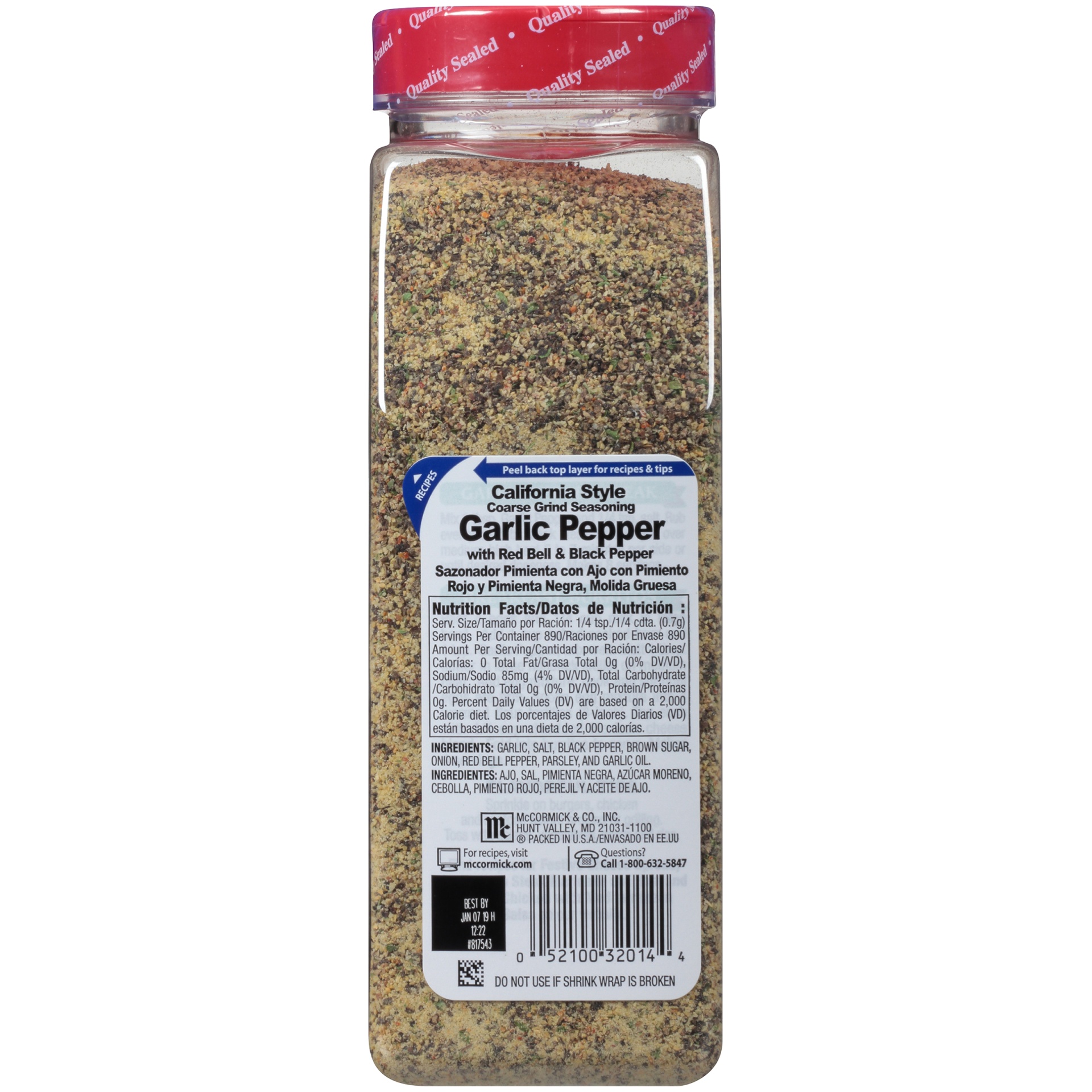 slide 4 of 6, McCormick California Style Garlic Pepper with Red Bell & Black Pepper Coarse Grind Seasoning, 22 oz