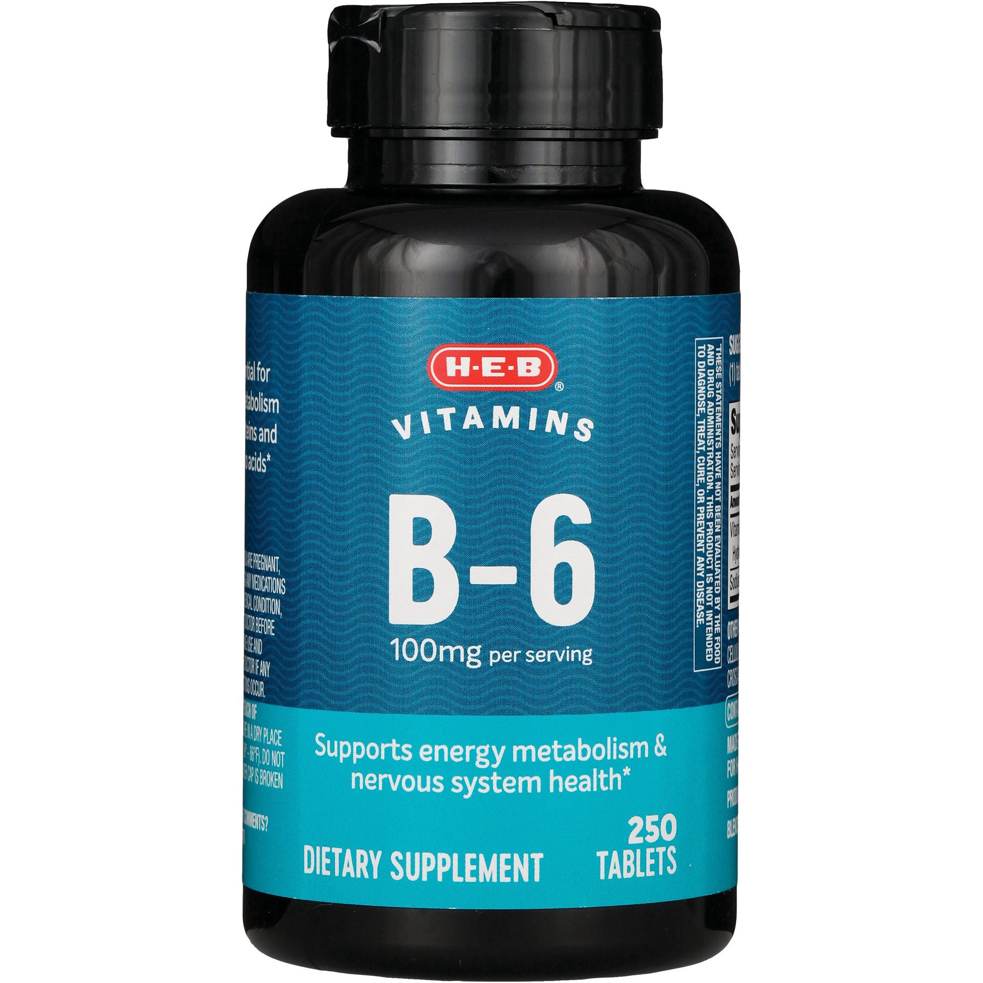 slide 1 of 1, H-E-B Vitamins B-6 100 mg Tablets, 250 ct