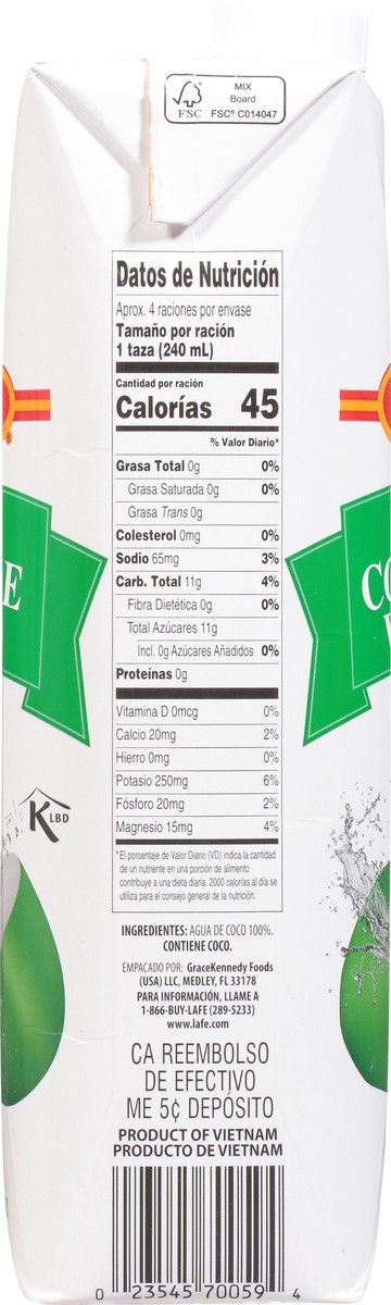 slide 11 of 11, La Fe 100% Coconut Water - 33 oz, 33 oz