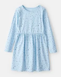 Carter's Girls Confetti Print Long-Sleeve Dress - Blue, Size 5