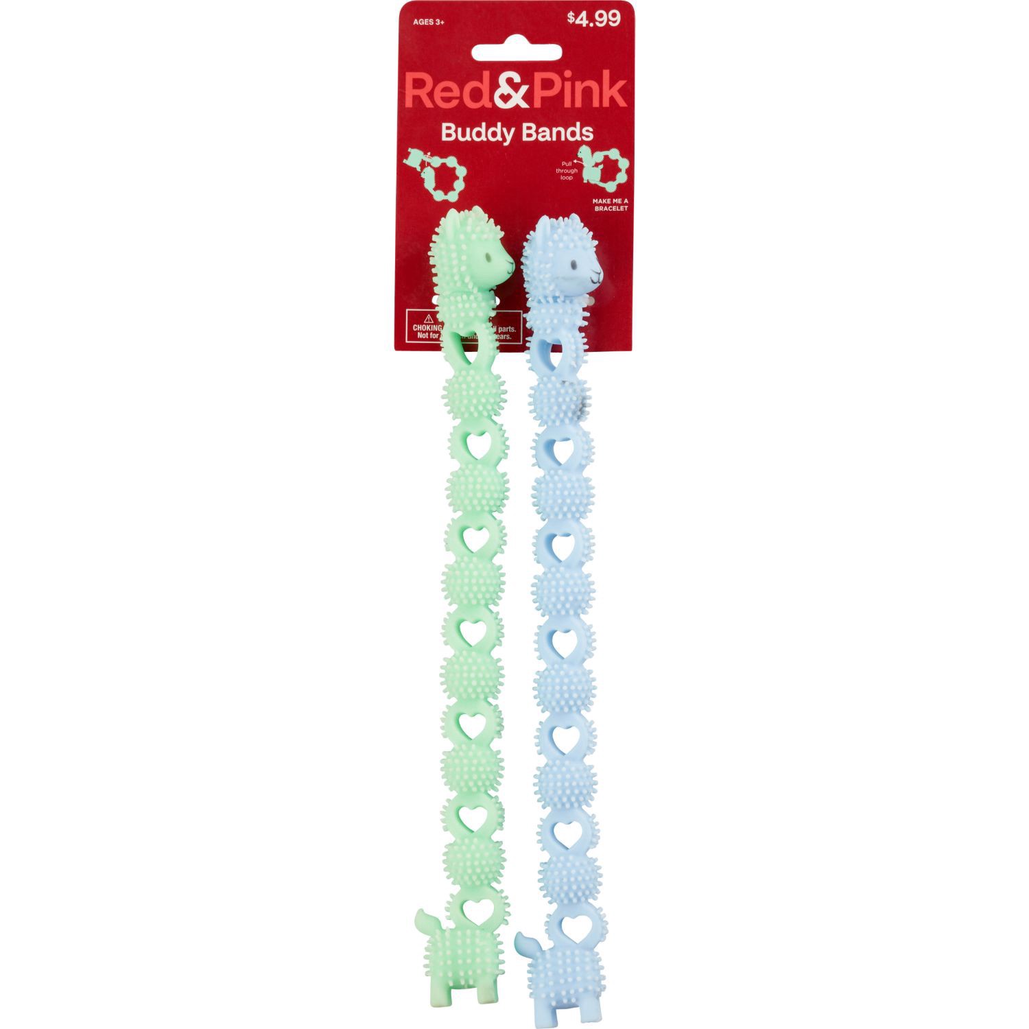 slide 1 of 1, RED AND PINK Buddy Band, 2 ct