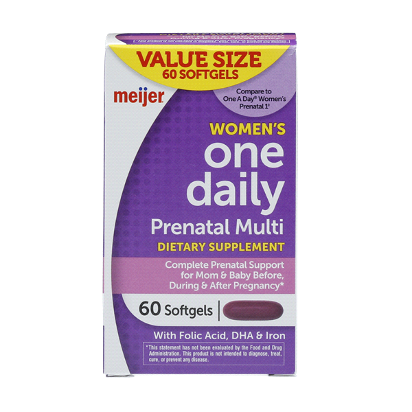 slide 1 of 4, Meijer One Daily Prenatal Multivitamin Softgel, 60 ct