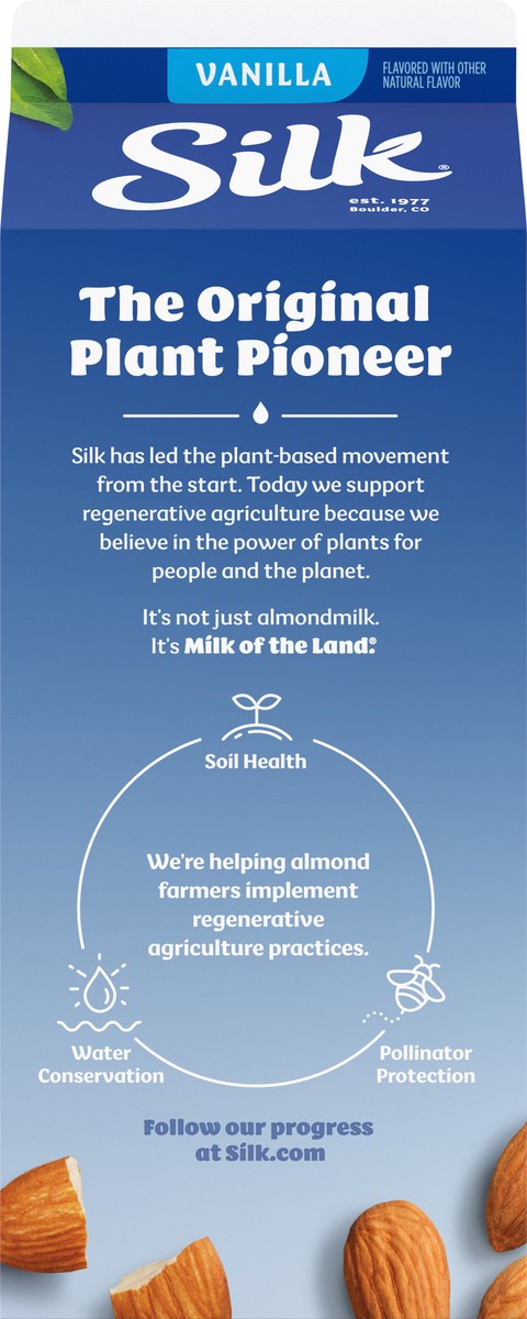 slide 7 of 9, Silk Almond Milk, Vanilla, Dairy Free, Gluten Free, 64 FL OZ Half Gallon, 64 fl oz