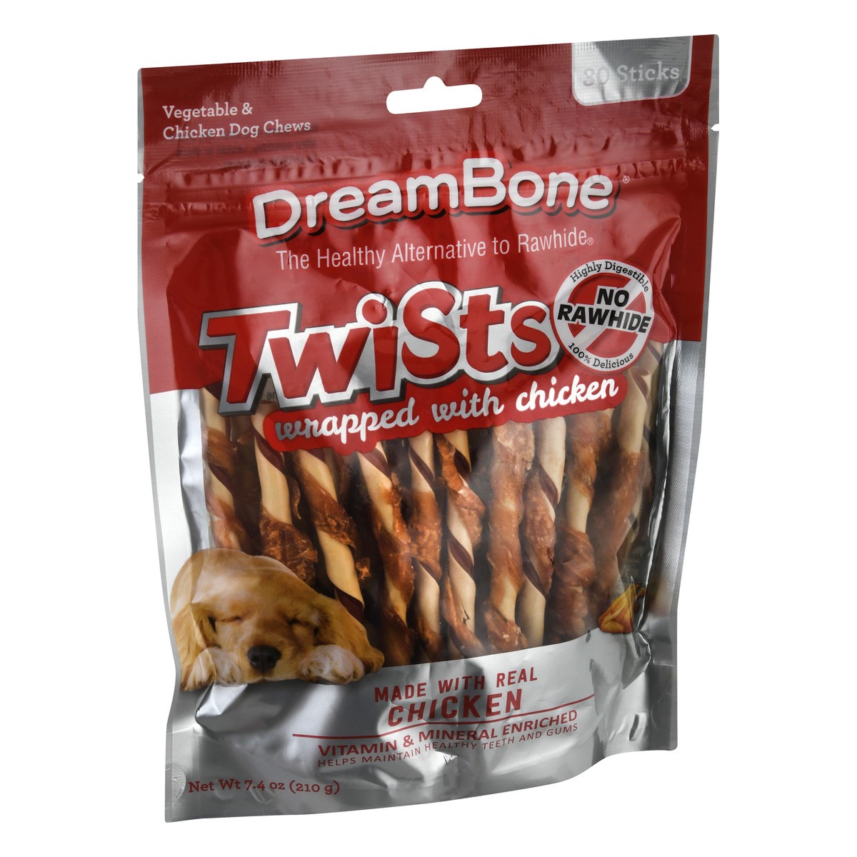 slide 2 of 9, DreamBone Twists Wrapped with Chicken Dog Chews with Chicken & Vegetables 30 Sticks, 30 ct