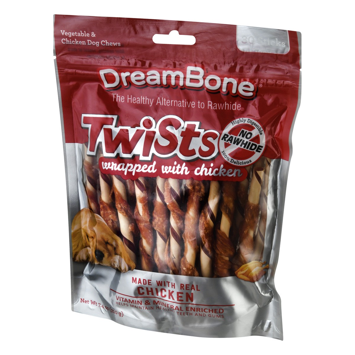slide 7 of 9, DreamBone Twists Wrapped with Chicken Dog Chews with Chicken & Vegetables 30 Sticks, 30 ct