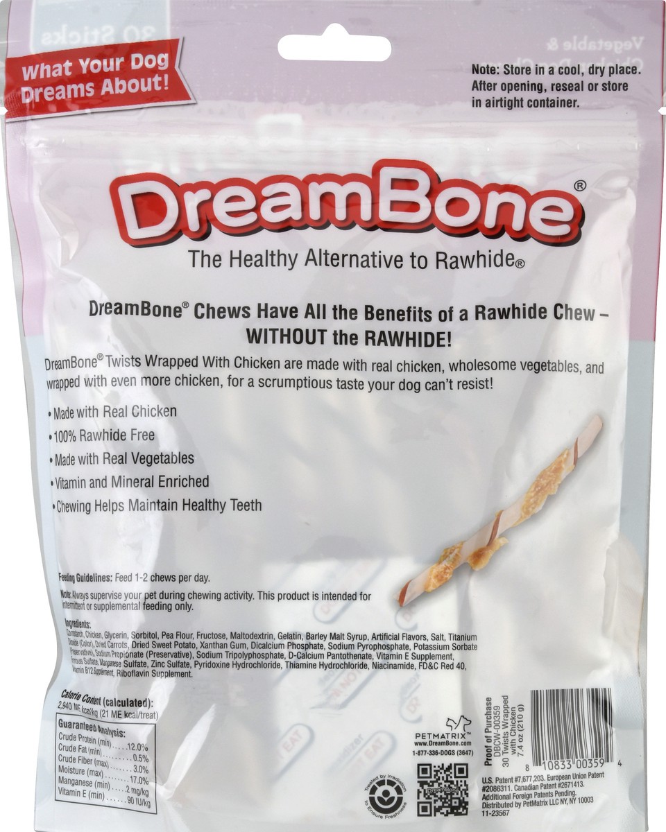 slide 8 of 9, DreamBone Twists Wrapped with Chicken Dog Chews with Chicken & Vegetables 30 Sticks, 30 ct