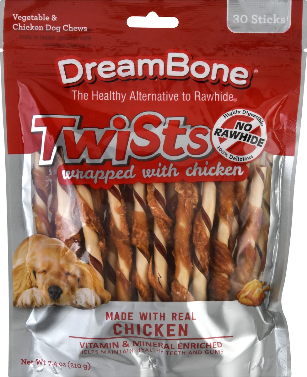 slide 9 of 9, DreamBone Twists Wrapped with Chicken Dog Chews with Chicken & Vegetables 30 Sticks, 30 ct