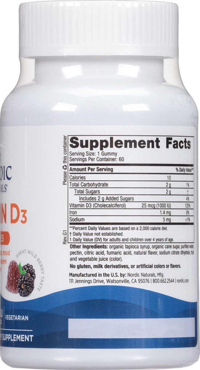 slide 9 of 9, Nordic Naturals 1000 Iu Vitamin D3 Gummies Dietary Supplement, 60 ct