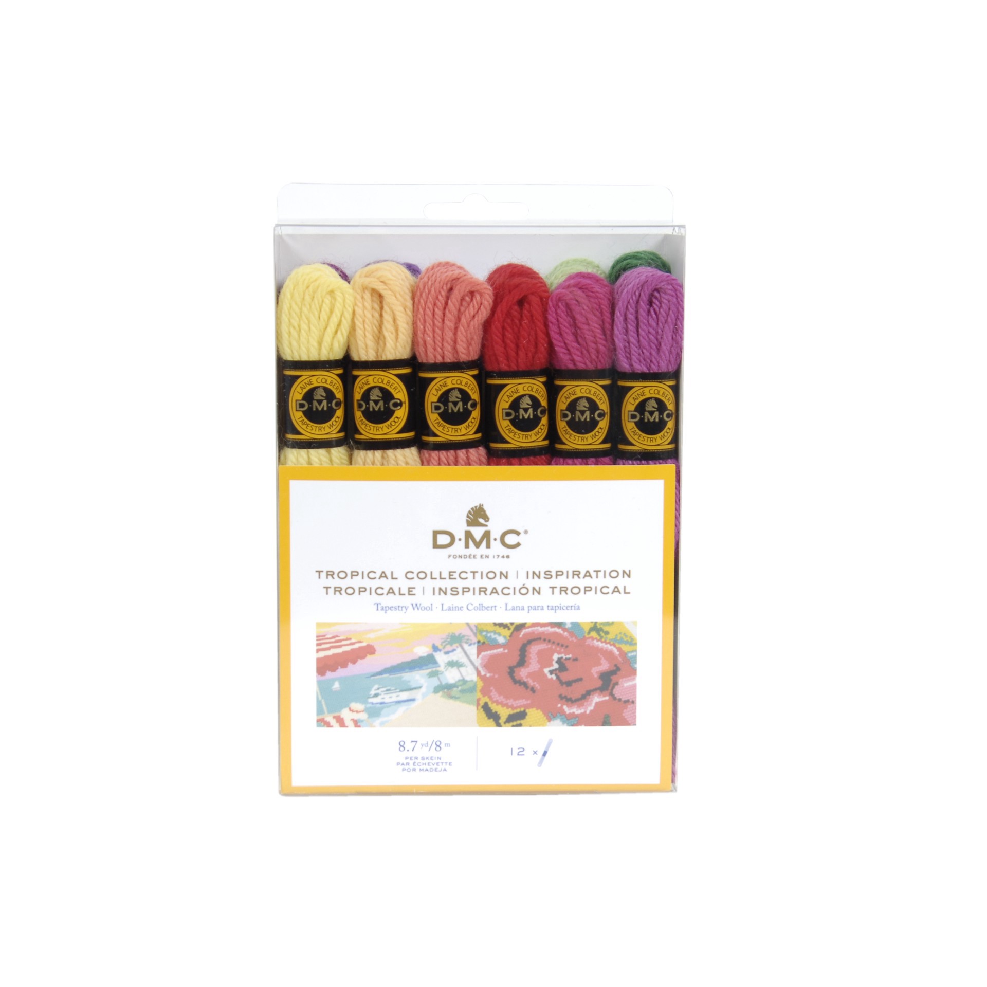 slide 3 of 5, Dmc Tropical Collection Tapestry Wool Pack, 8.7 yd