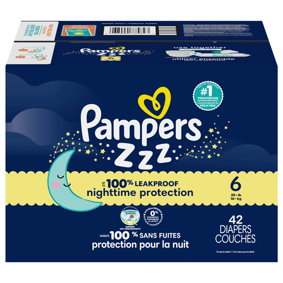 slide 1 of 4, Pampers Swaddlers Overnight Diapers Size 6 42 Count, 42 ct