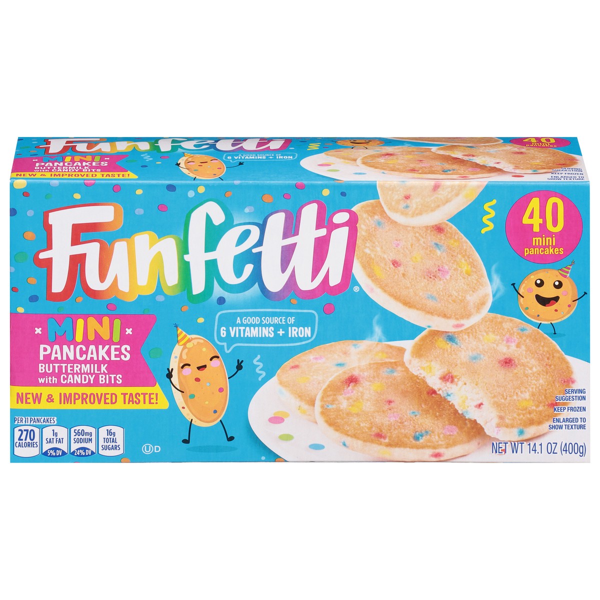 slide 1 of 1, Funfetti Buttermilk with Candy Bits Pancakes Mini 40 ea, 40 ct