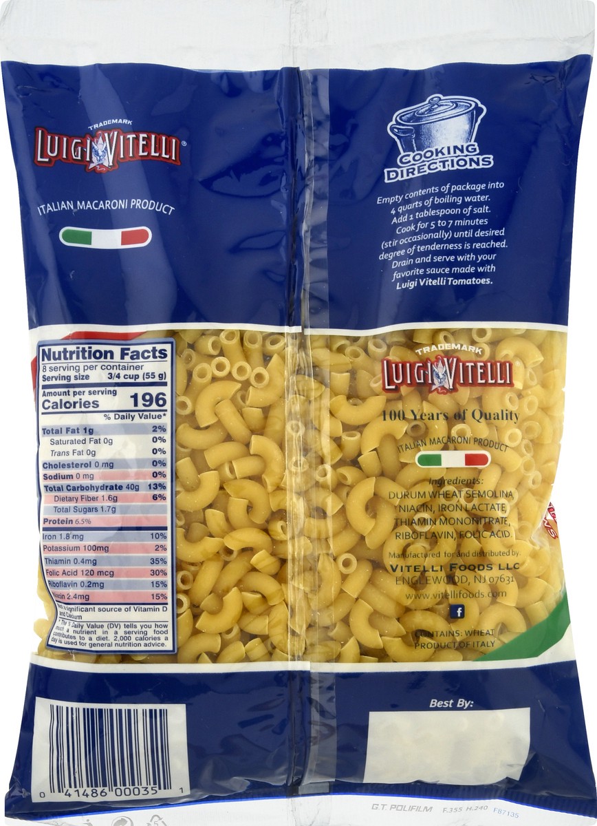 slide 7 of 10, Luigi Vitelli Elbows Macaroni Pasta 16 oz, 16 oz