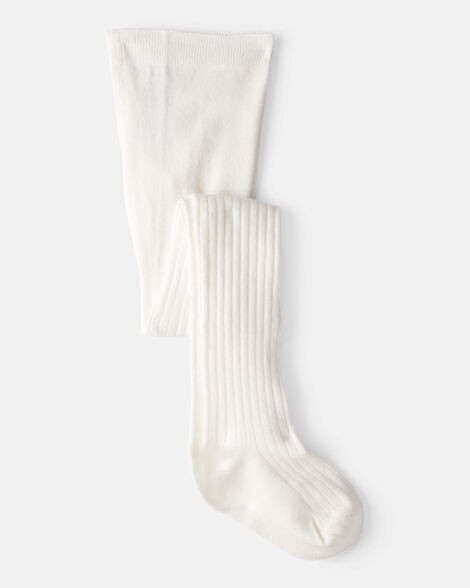 slide 1 of 1, Carter's Carters Girls Rib Tights - White White 8-14, 1 ct