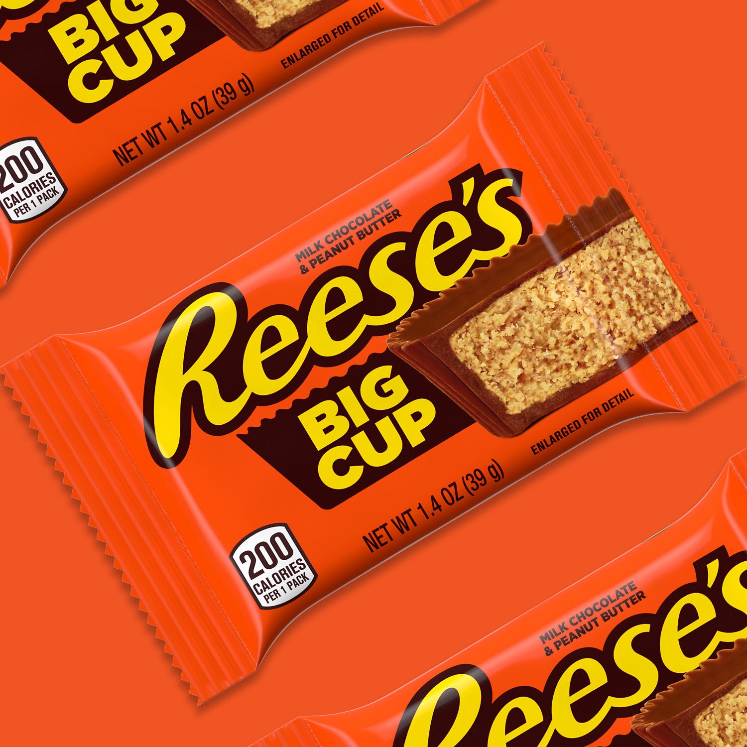 slide 2 of 8, Reese's Big Cup Milk Chocolate Peanut Butter Cups, Candy Packs, 1.4 oz (6 Count), 1.4 oz