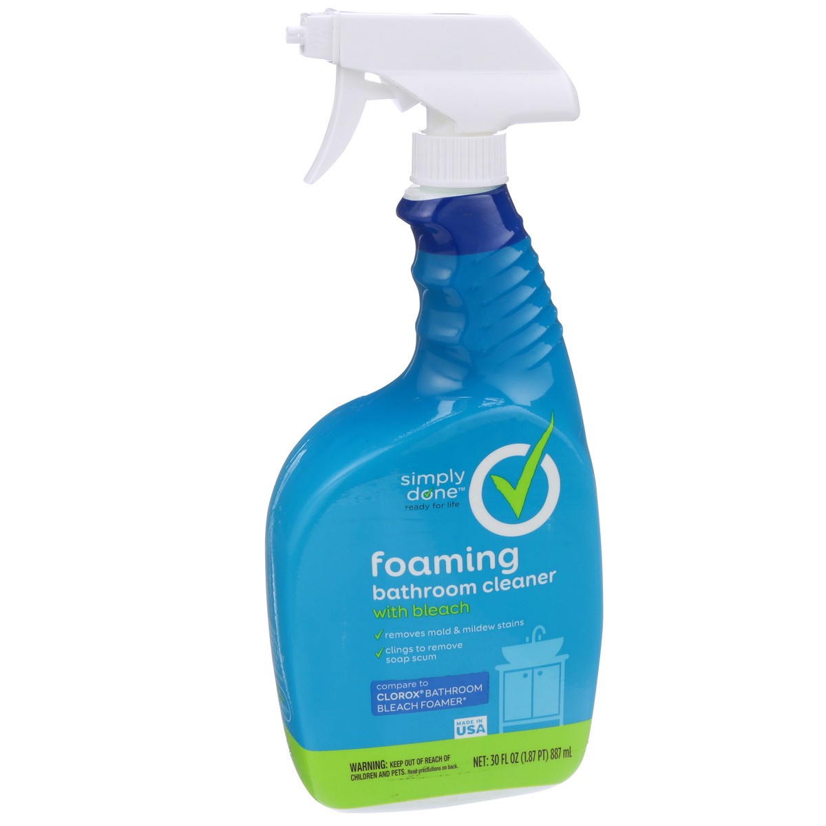 slide 2 of 9, Simply Done Foaming Bathroom Cleaner With Bleach, 30 fl oz