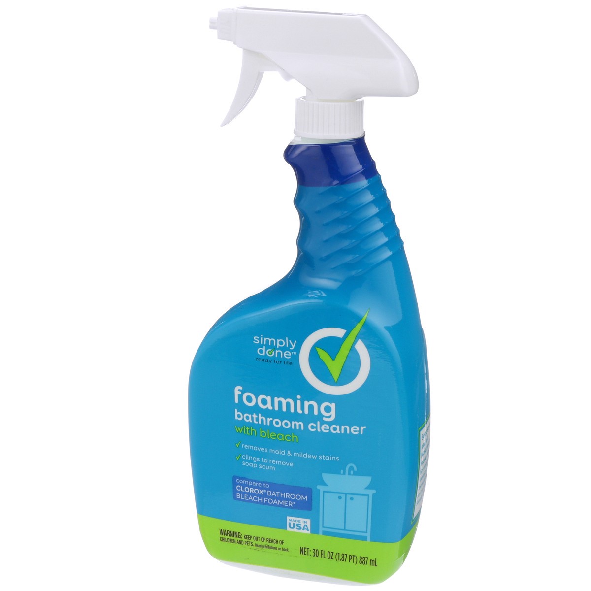 slide 3 of 9, Simply Done Foaming Bathroom Cleaner With Bleach, 30 fl oz