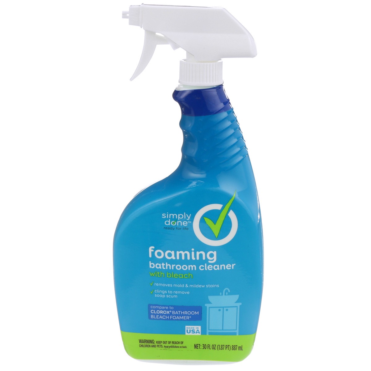 slide 1 of 9, Simply Done Foaming Bathroom Cleaner With Bleach, 30 fl oz