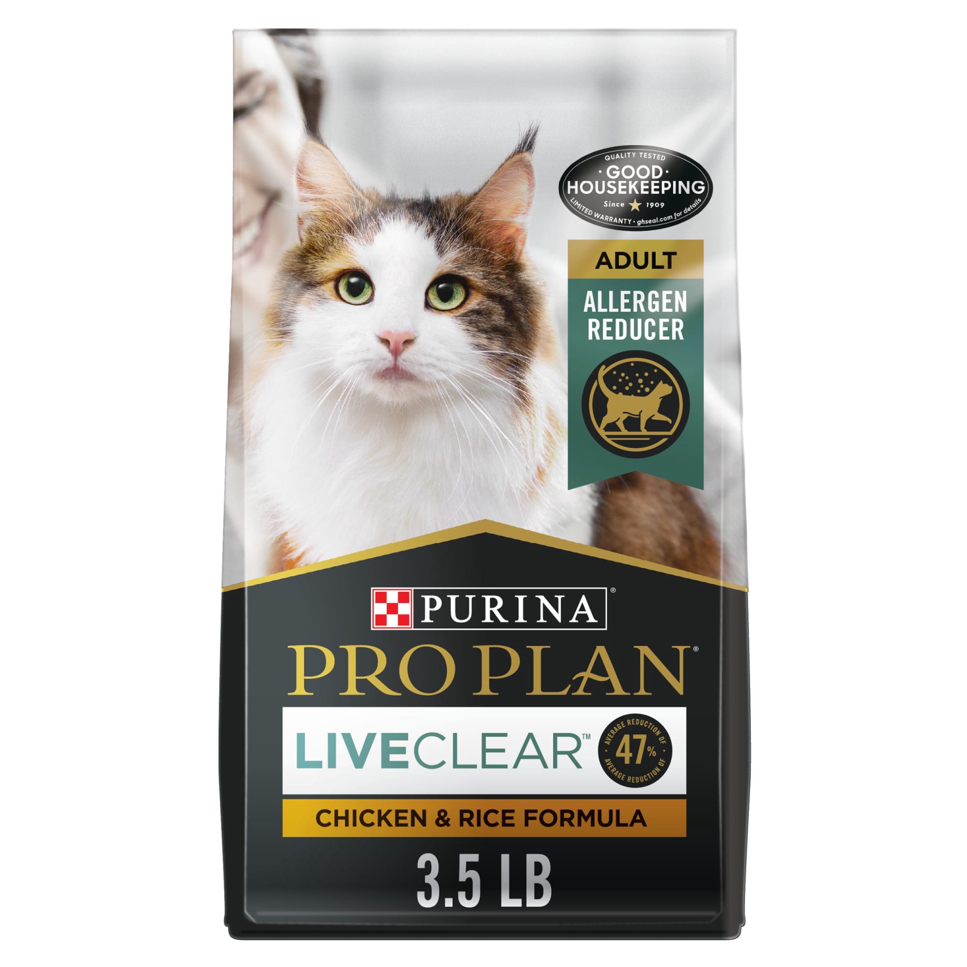 slide 1 of 9, Purina Pro Plan Allergen Reducing, High Protein Cat Food, LIVECLEAR Chicken and Rice Formula, 3.50 lb