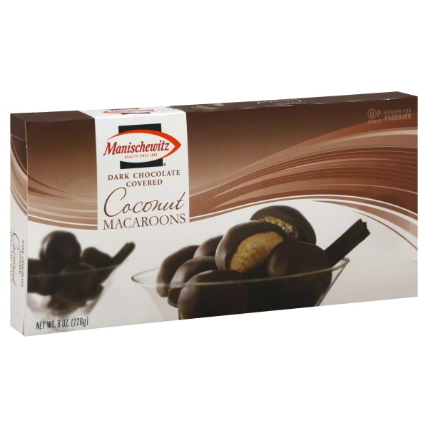 slide 1 of 1, Manischewitz Dark Chocolate Covered Coconut Macaroons - Kosher For Passover, 8 oz