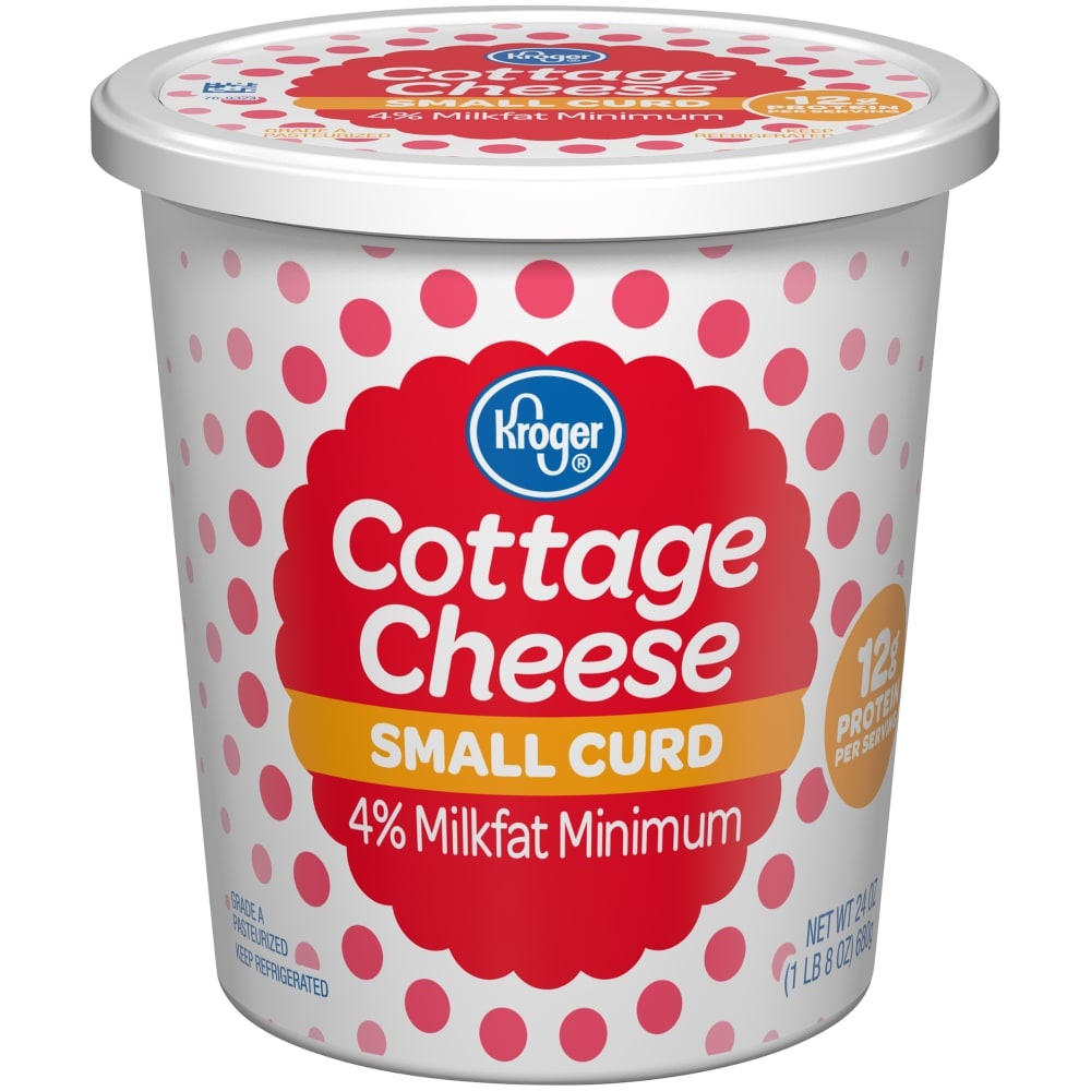 slide 1 of 1, Kroger 4% Milkfat Small Curd Cottage Cheese, 24 oz