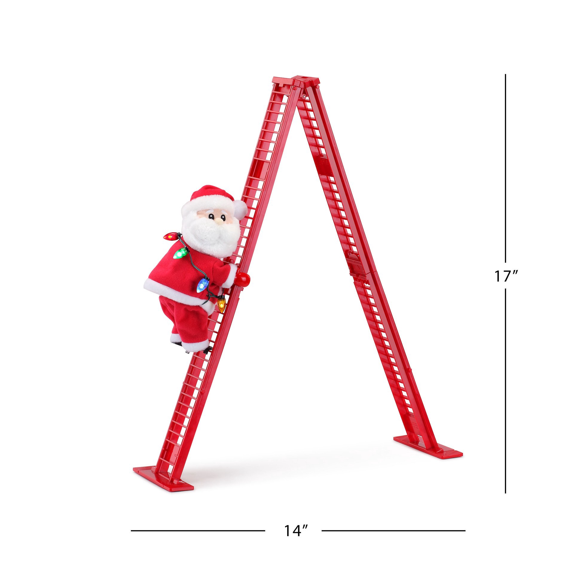 slide 2 of 2, Mr. Christmas 17" Animated Ladder Climbing Santa, 5 in x 14 in x 17 in