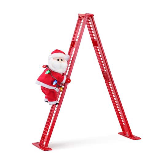 slide 1 of 2, Mr. Christmas 17" Animated Ladder Climbing Santa, 5 in x 14 in x 17 in