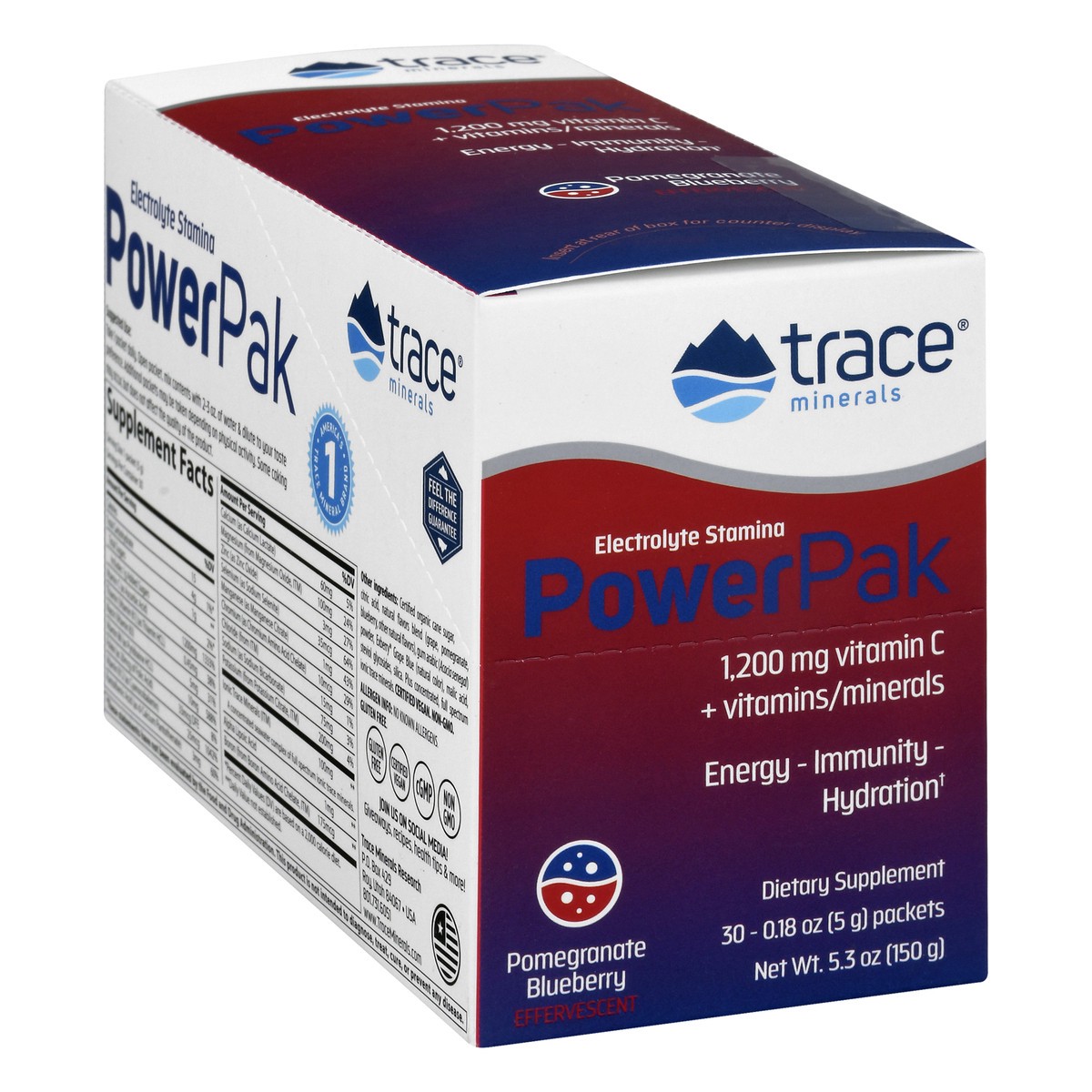 slide 3 of 9, Trace Power Pak Effervescent Pomegranate Blueberry Effervescent Electrolyte Stamina 30 ea, 30 ct