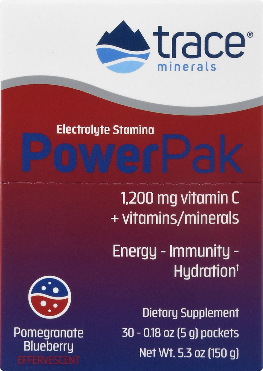 slide 6 of 9, Trace Power Pak Effervescent Pomegranate Blueberry Effervescent Electrolyte Stamina 30 ea, 30 ct