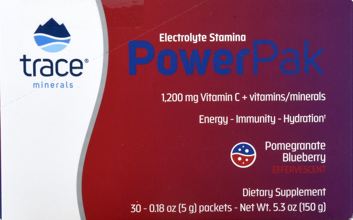 slide 8 of 9, Trace Power Pak Effervescent Pomegranate Blueberry Effervescent Electrolyte Stamina 30 ea, 30 ct