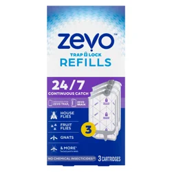 Zevo Flying Insect Trap Refill: 2 Indoor Light Trap Refill Cartridges Capture House Flies, Fruit Flies, And Gnats - 3 Refill Cartridges