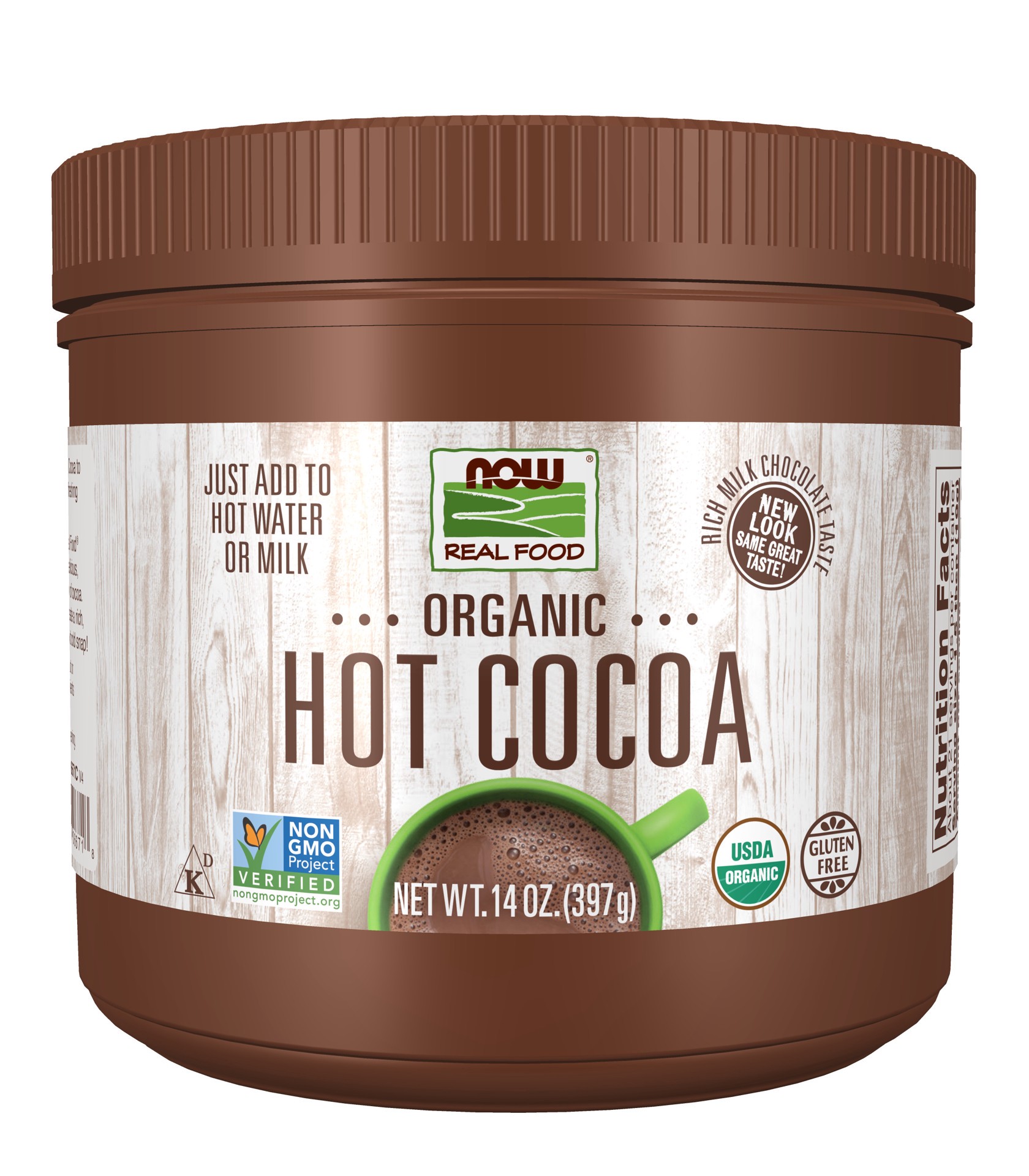 slide 1 of 4, NOW Natural Foods Hot Cocoa, Organic - 14 oz., 14 oz