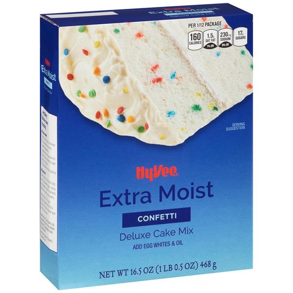 slide 1 of 1, Hy-vee Confetti Extra Moist Deluxe Cake Mix, 16.5 oz