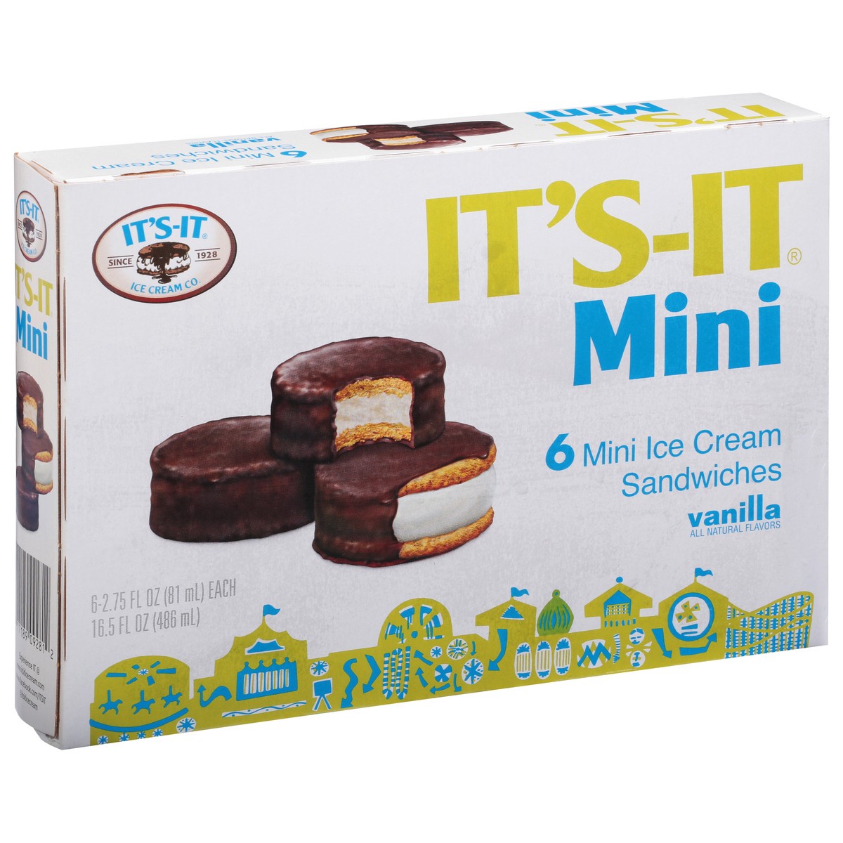 slide 6 of 9, It's-It Mini Vanilla Ice Cream Sandwiches 6 - 2.75 fl oz Sandwiches, 2.75 oz