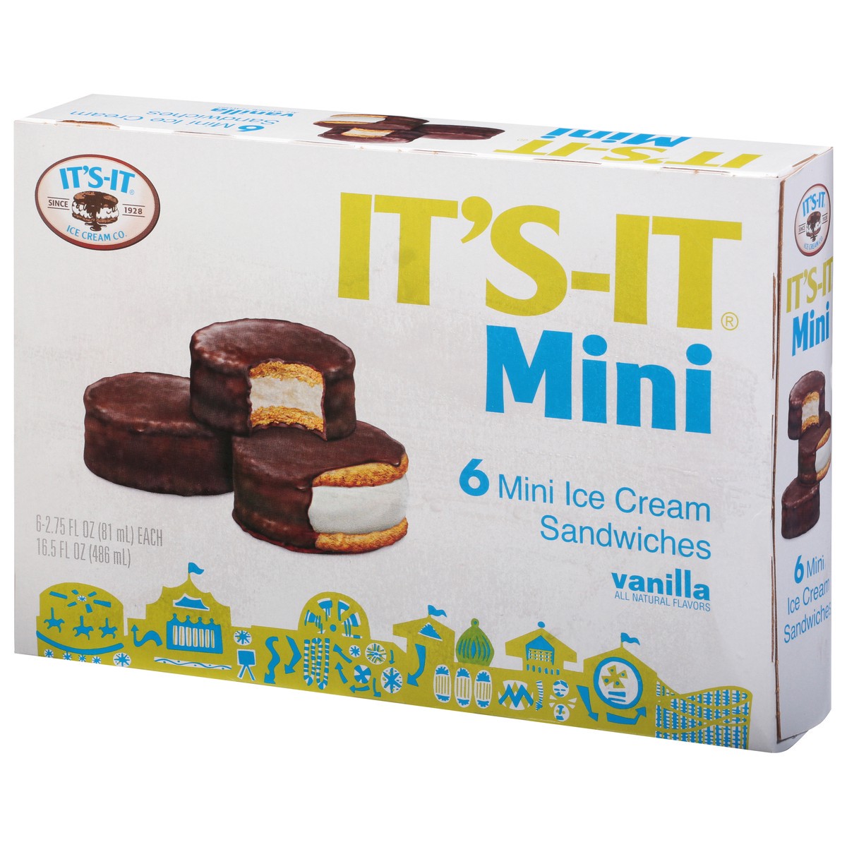 slide 5 of 9, It's-It Mini Vanilla Ice Cream Sandwiches 6 - 2.75 fl oz Sandwiches, 2.75 oz