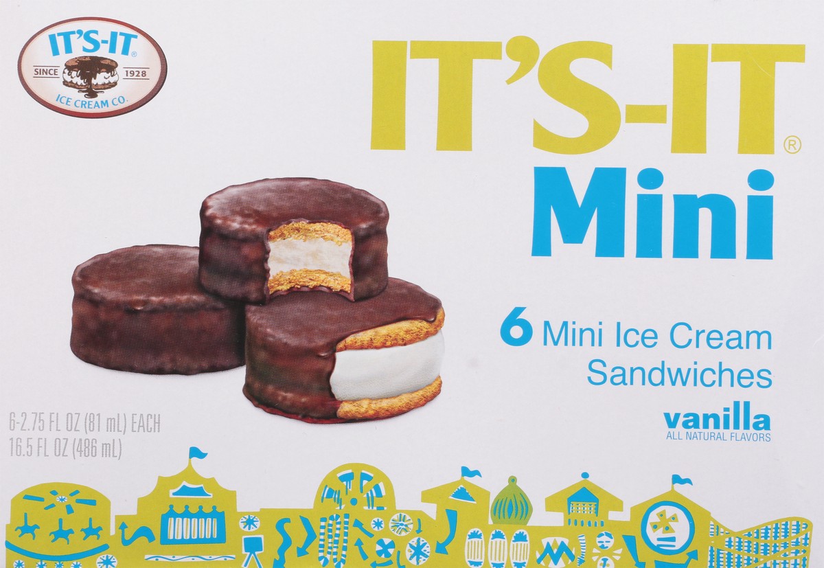 slide 3 of 9, It's-It Mini Vanilla Ice Cream Sandwiches 6 - 2.75 fl oz Sandwiches, 2.75 oz