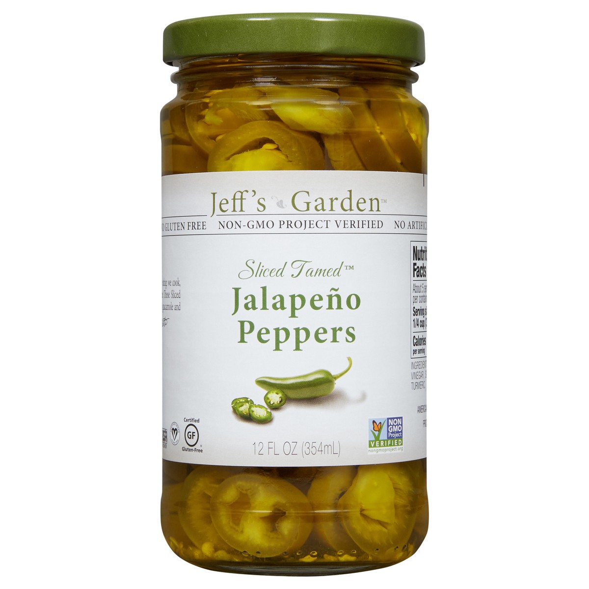 slide 1 of 10, Jeff's Garden Sliced Tamed™ Jalapeño Peppers, 12 fl oz, 12 fl oz