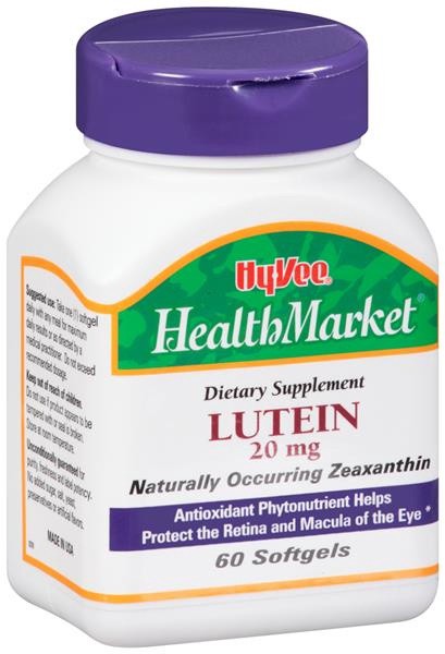 slide 1 of 1, Hy-Vee Healthmarket Lutein 20Mg Softgels, 60 ct; 20 mg