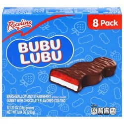 Ricolino Bubu Lubu Marshmallow and Strawberry Gummy with Chocolate Flavored Coating - 8 ct 1.23 oz