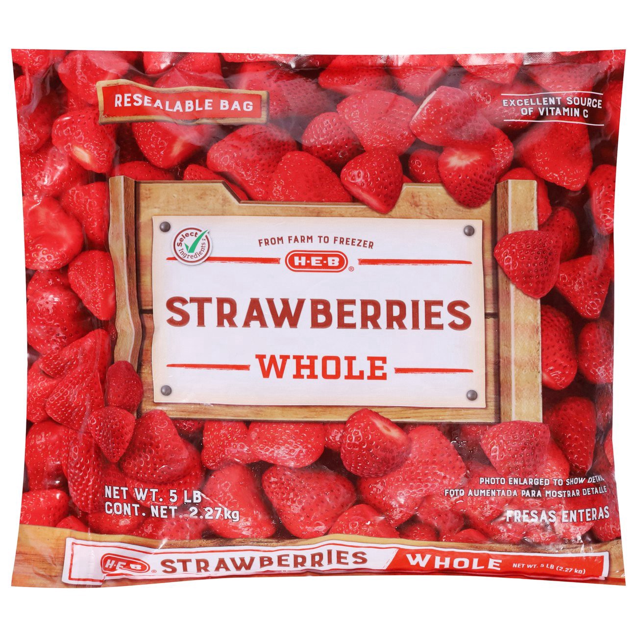 slide 1 of 1, H-E-B Frozen Whole Strawberries, 5 lb