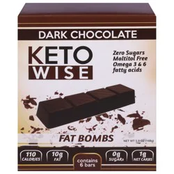 Keto Wise Fat Bombs Dark Chocolate Bars 6 ea