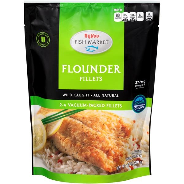 slide 1 of 1, Hy-vee Fish Market Flounder Fillets, 12 oz