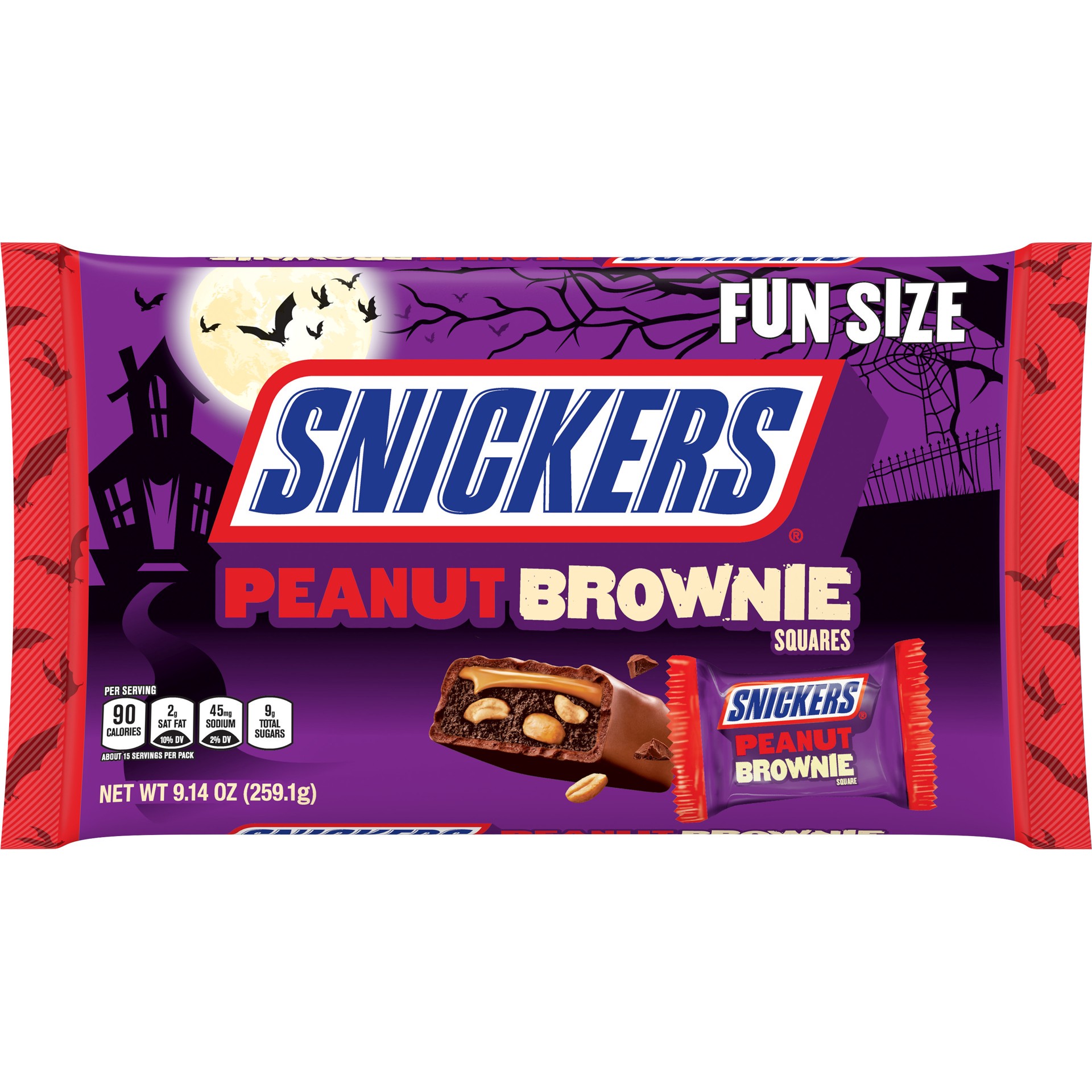 slide 1 of 5, Snickers Peanut Brownie Fun Size Chocolate Halloween Candy, 9.14oz, 9.14 oz